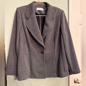 Calvin Klein Blazer Gray Herringbone Pattern Women’s Plus 20W